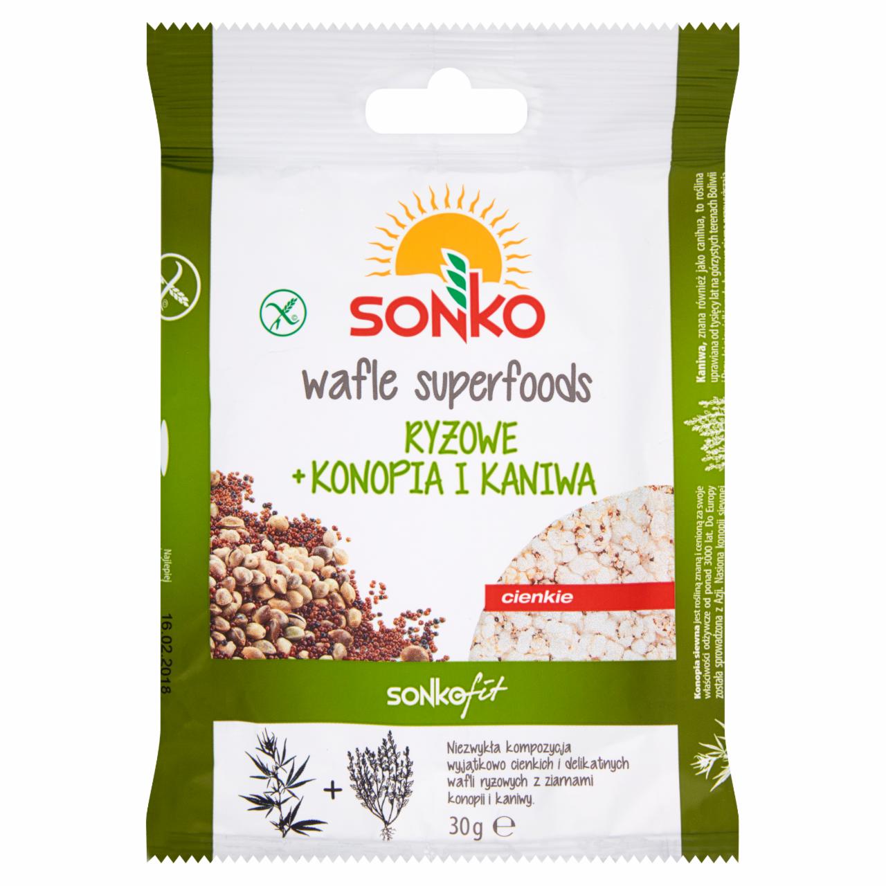 Zdjęcia - Sonko Fit Wafle superfoods ryżowe + konopia i kaniwa 30 g