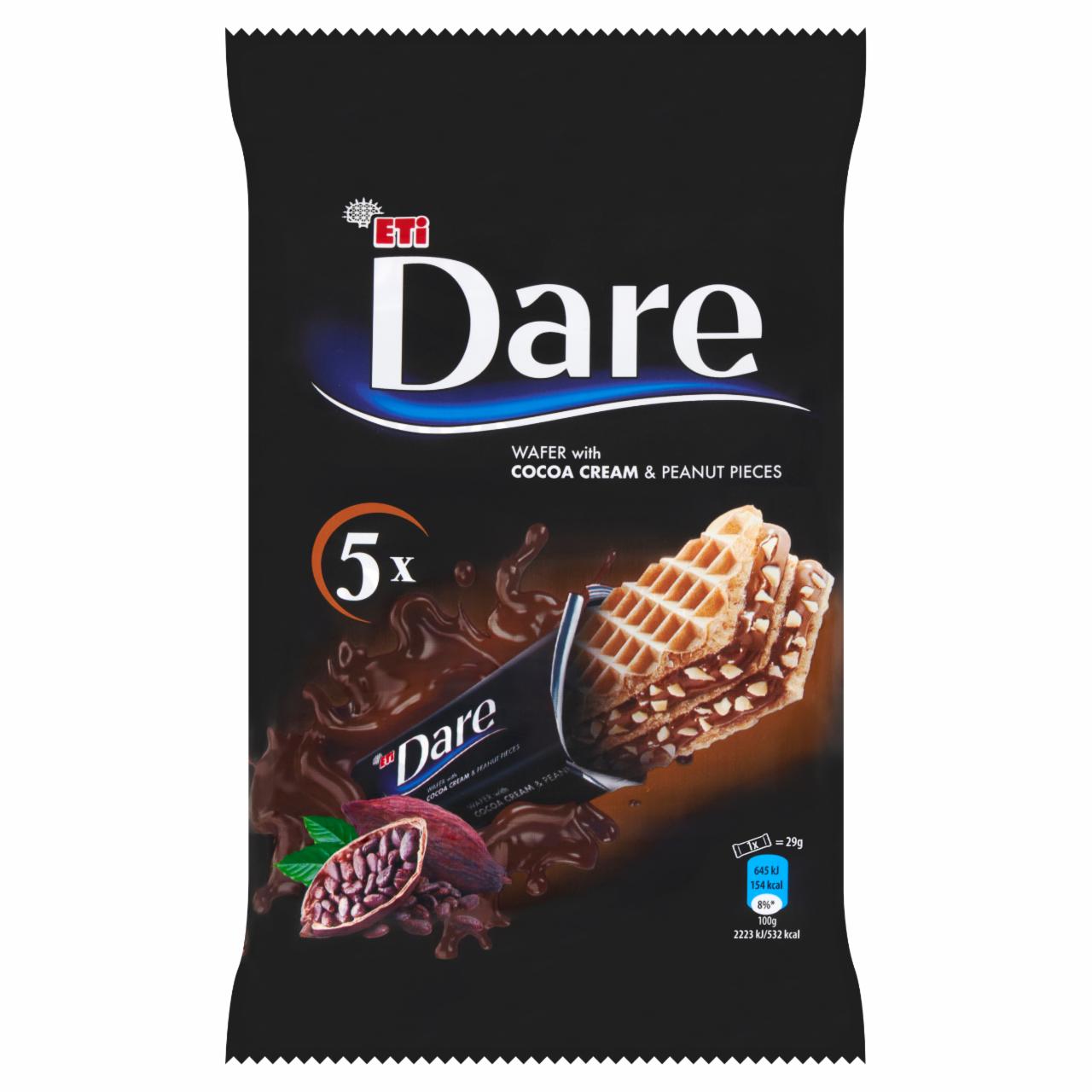 Zdjęcia - Dare Wafel z kremem kakaowym i kawałkami orzeszków ziemnych 145 g (5 x 29 g)