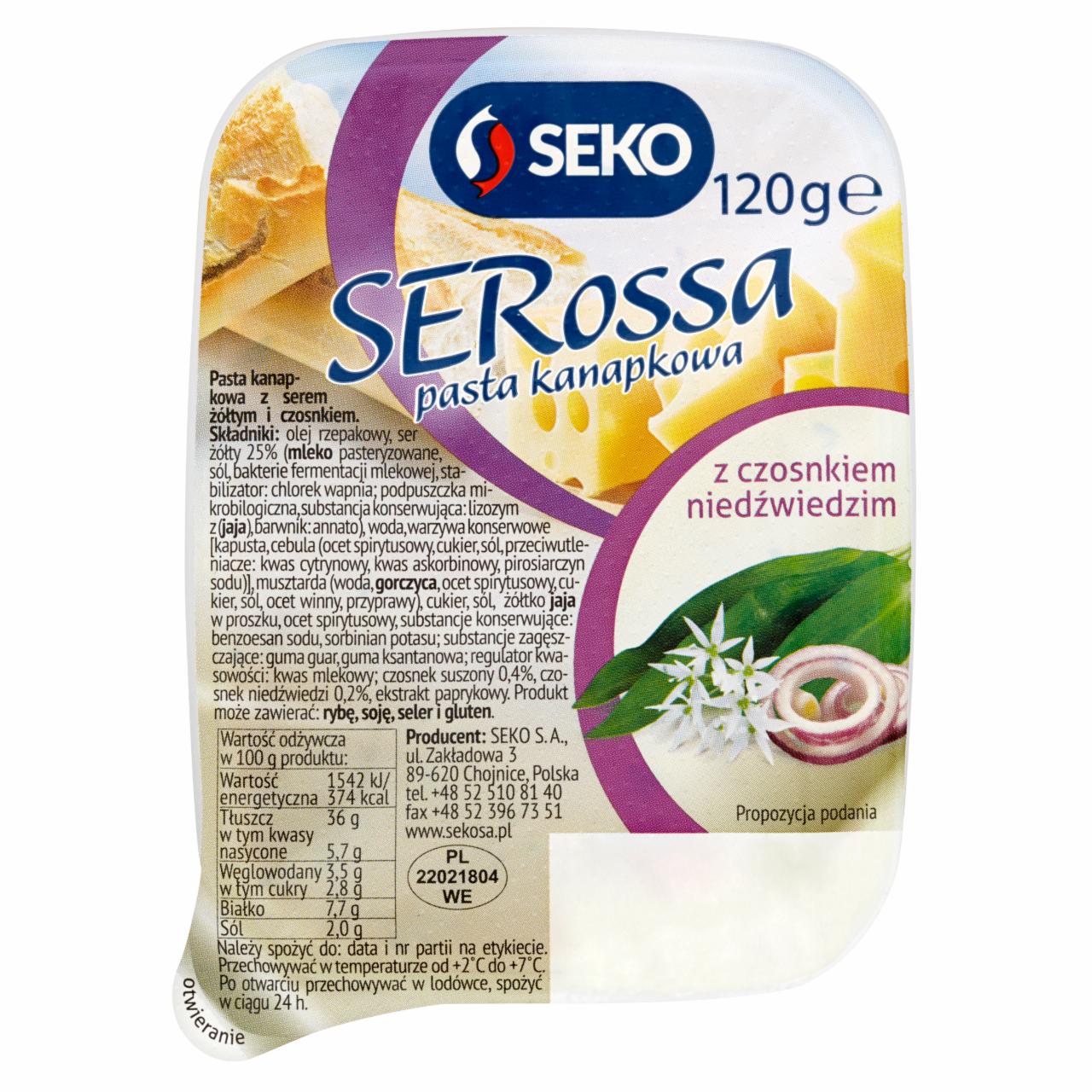 Zdjęcia - Seko Serossa Pasta kanapkowa z serem żółtym i czosnkiem niedźwiedzim 120 g