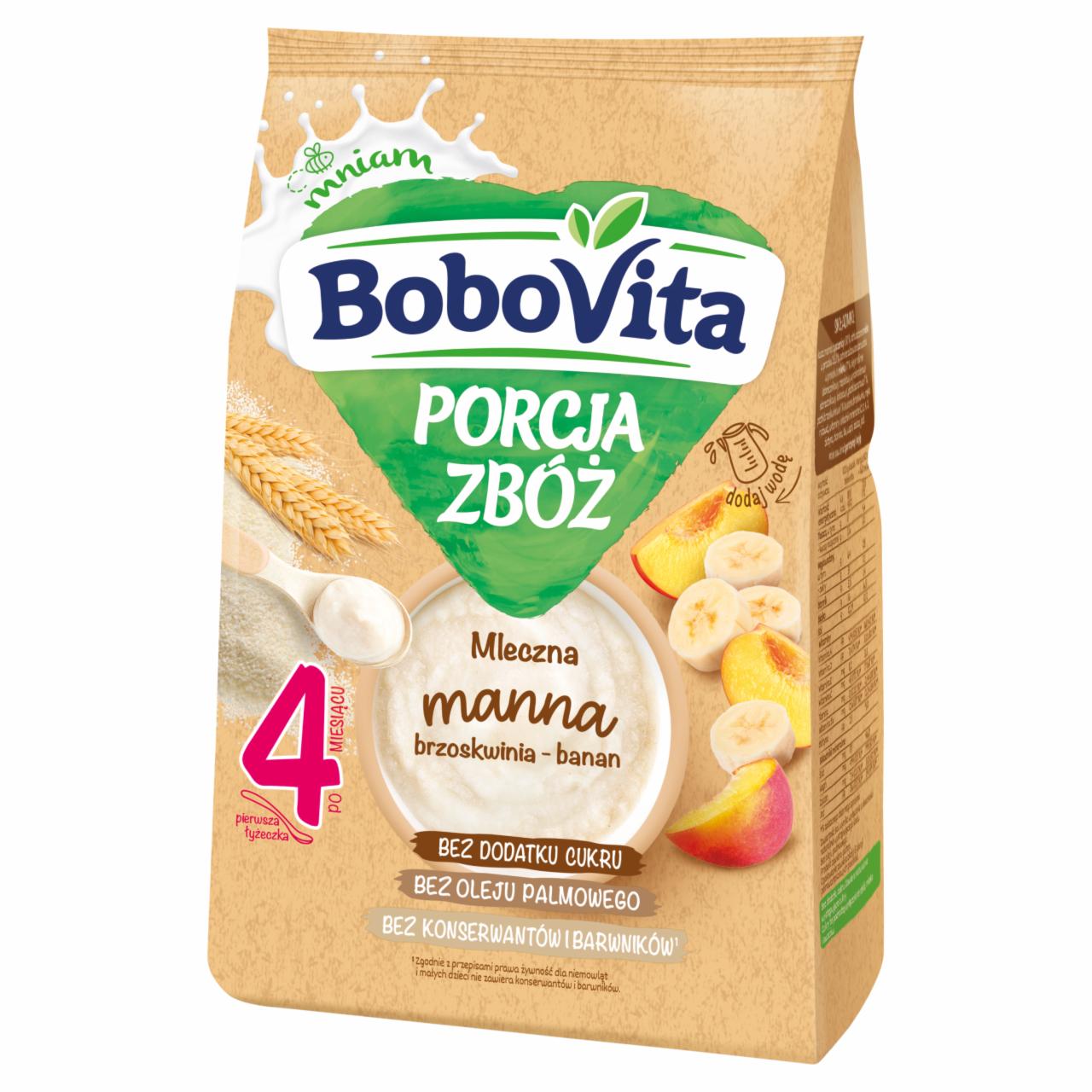 Zdjęcia - BoboVita Porcja zbóż Kaszka mleczna manna brzoskwinia-banan po 4 miesiącu 210 g