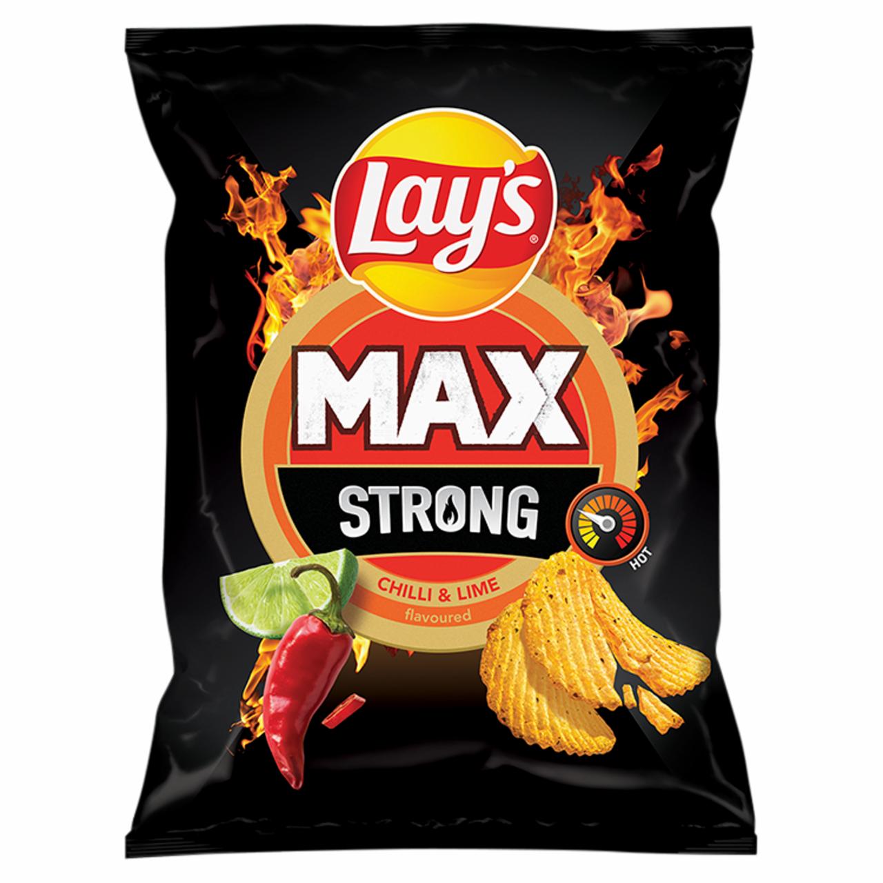 Zdjęcia - Lay's Max Strong Chipsy ziemniaczane karbowane o smaku ostrego chilli i limonki 250 g