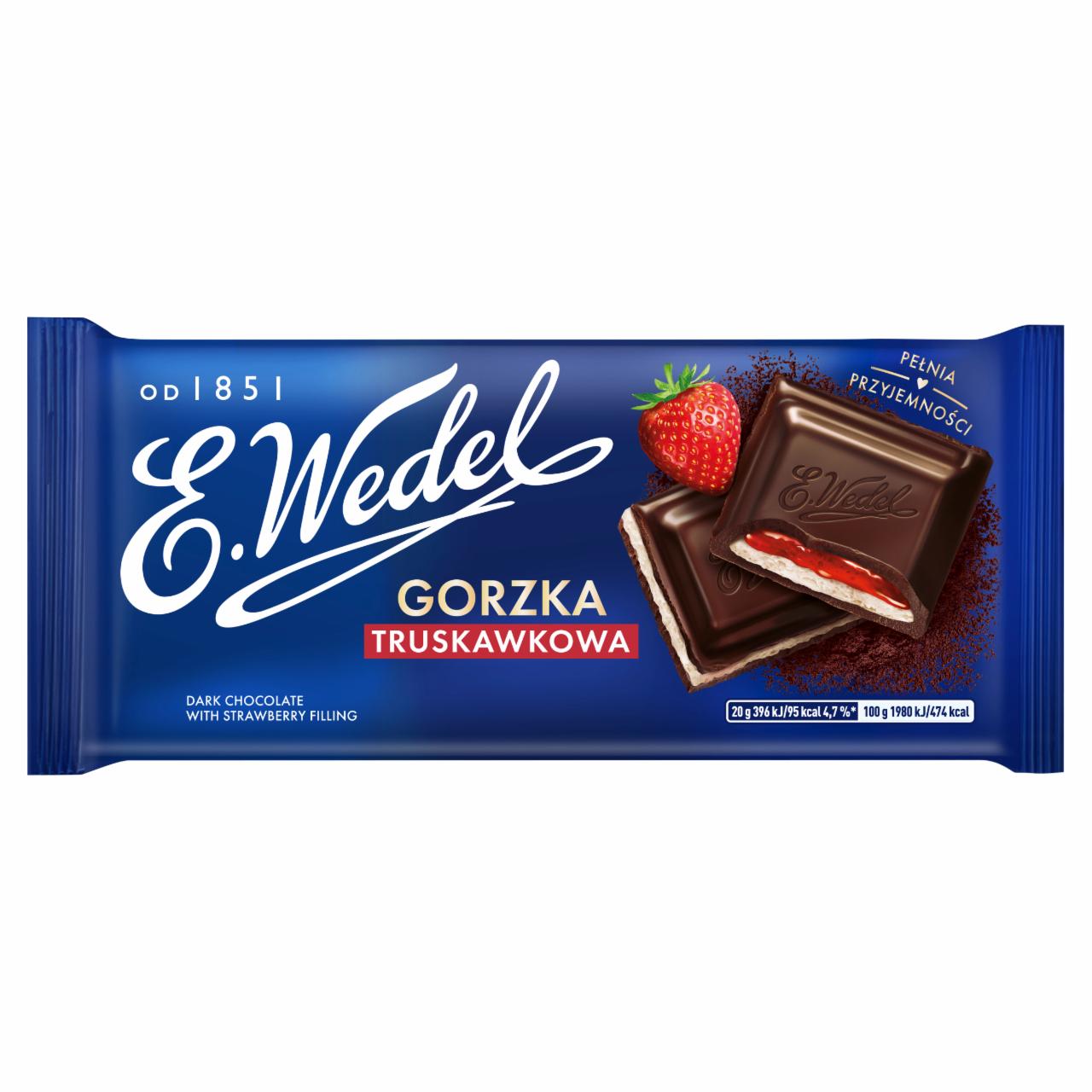 Zdjęcia - E. Wedel Czekolada gorzka truskawkowa 100 g