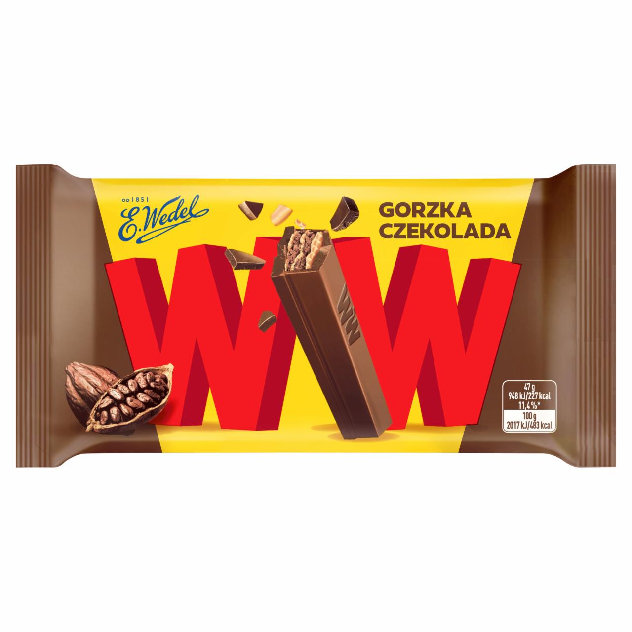 Zdjęcia - E. Wedel WW Gorzka czekolada & krem orzechowy 47 g