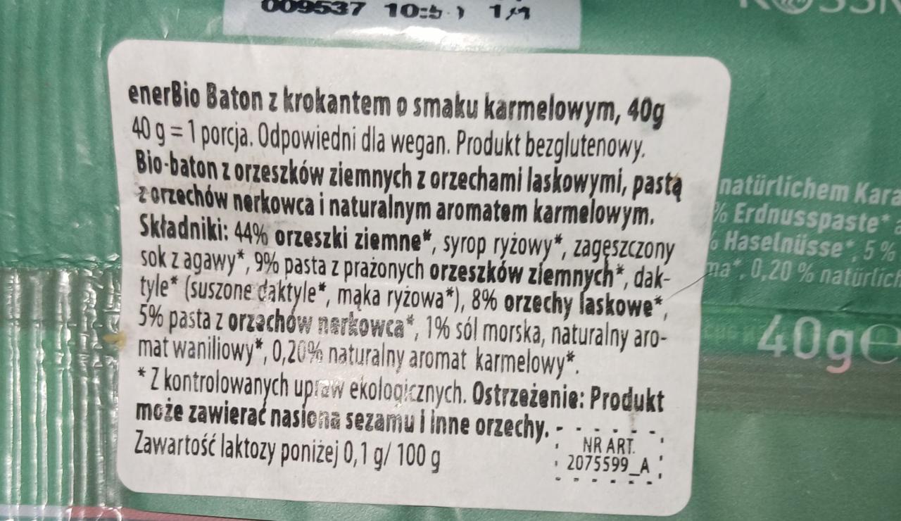 Zdjęcia - Baton z krokantem o smaku karmelowym enerBio