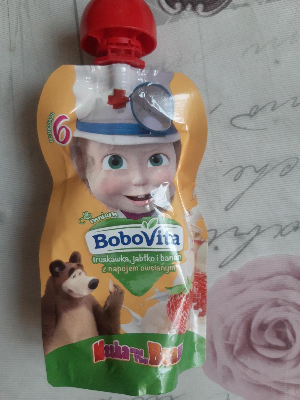 Zdjęcia - BoboVita Mus truskawka jabłko i banan z napojem owsianym po 6 miesiącu 100 g