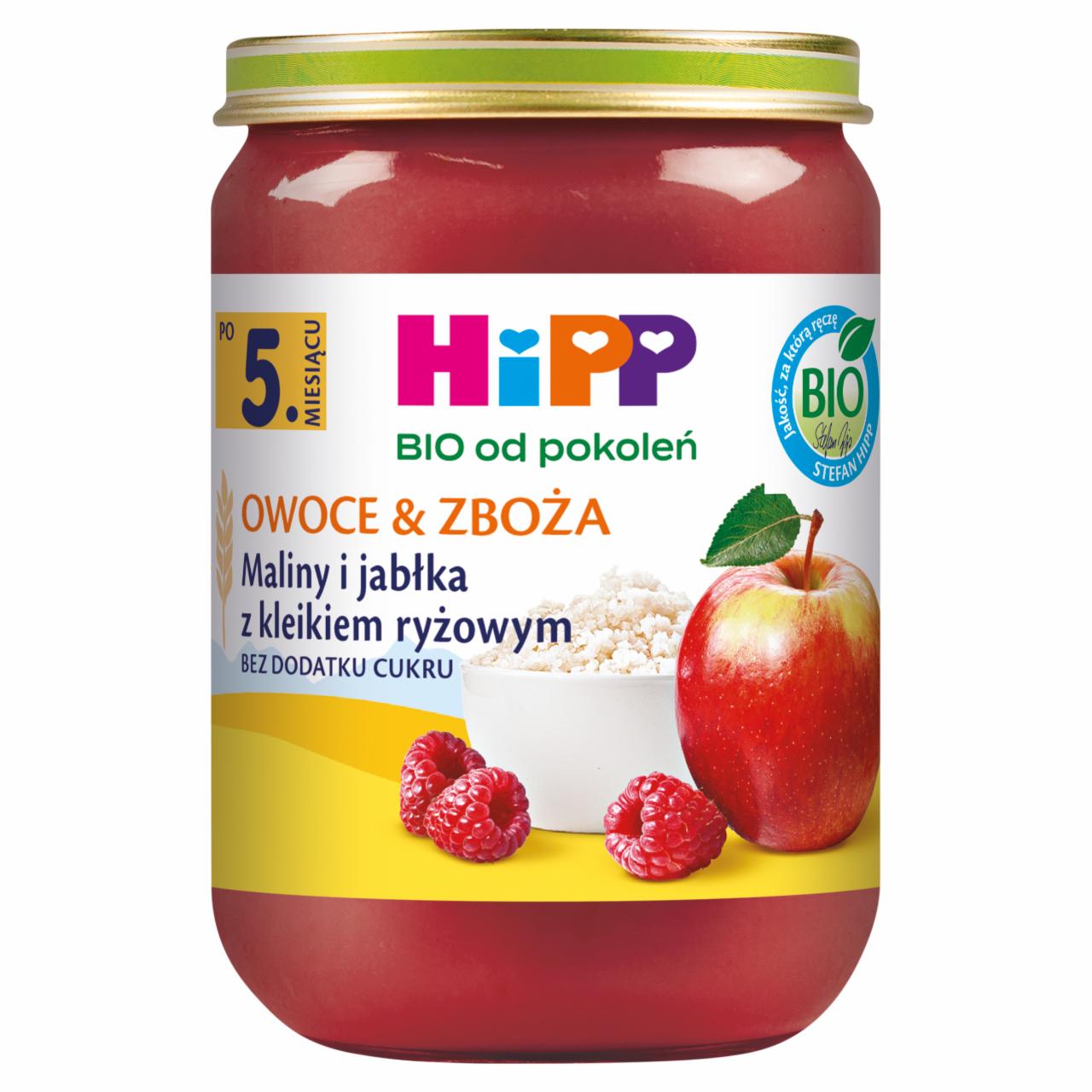 Zdjęcia - HiPP BIO Owoce & Zboża Maliny i jabłka z kleikiem ryżowym po 5. miesiącu 190 g