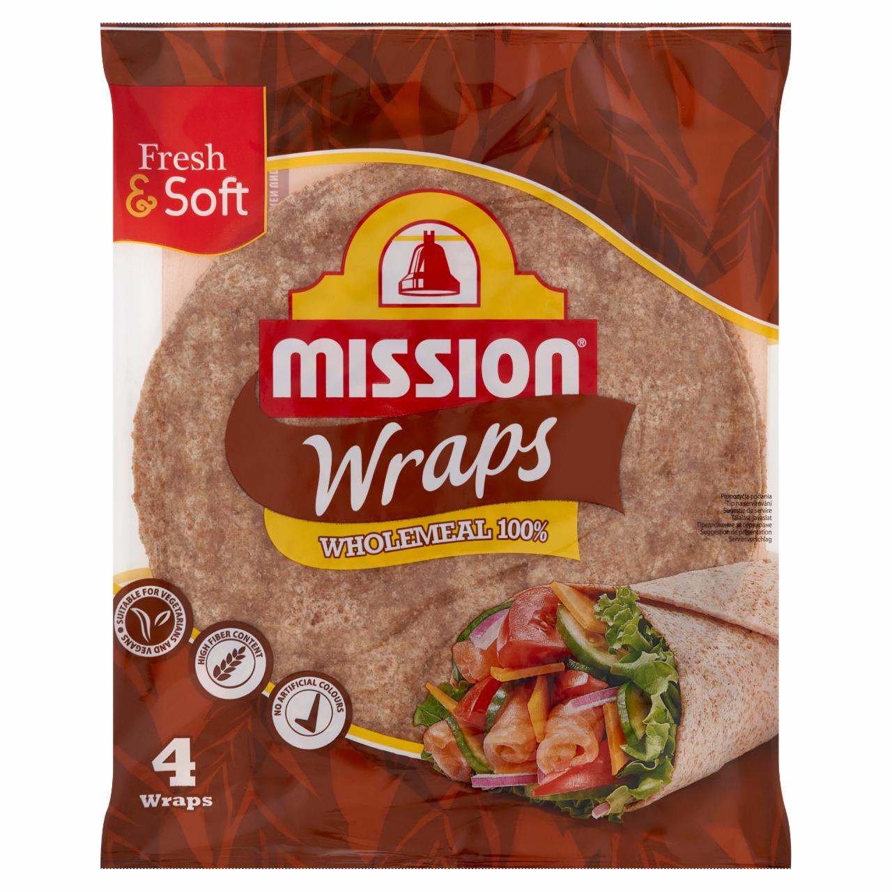 Zdjęcia - Mission Wraps Tortille z pełnoziarnistej mąki pszennej 245 g (4 sztuki)