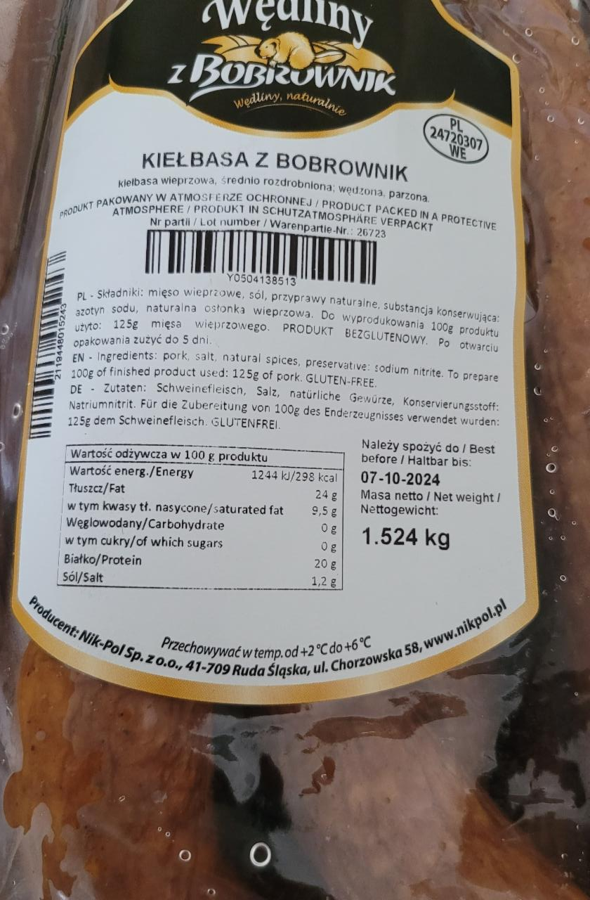 Zdjęcia - Kiełbasa z bobrownik Wędliny z Bobrownik