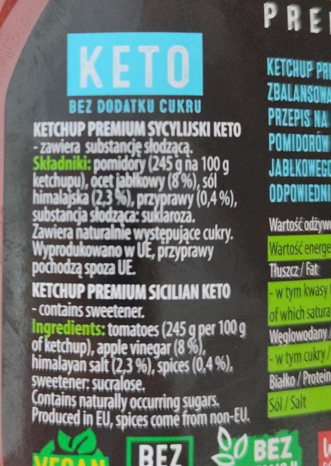 Firma Roleski Keto Ketchup premium sycylijski do pizzy 425 g kalorie