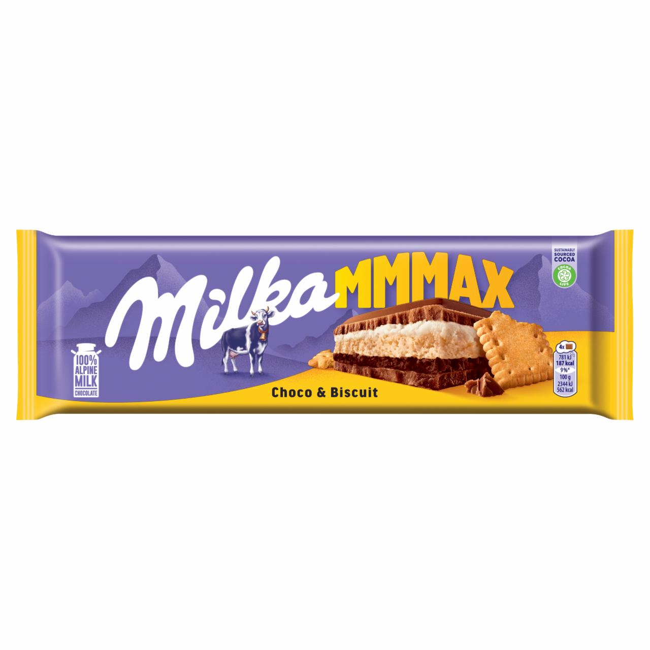 Zdjęcia - Milka Mmmax Czekolada mleczna z herbatnikiem i nadzieniem kakaowym 300 g