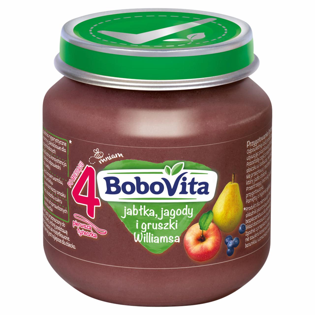 Zdjęcia - BoboVita Jabłka jagody i gruszki Williamsa po 4 miesiącu 125 g