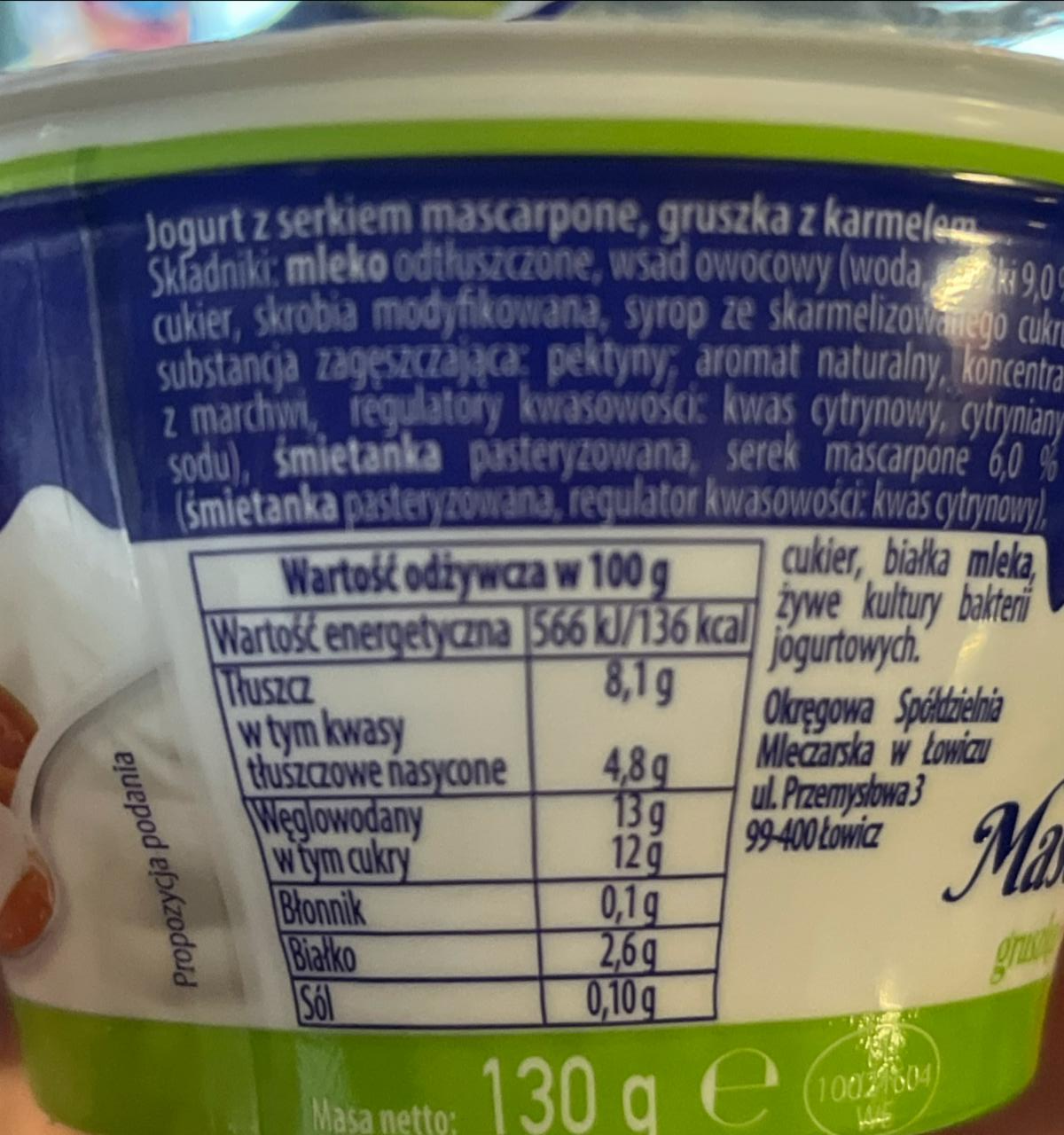 Zdjęcia - Jogurt z mascarpone gruszka, karmel Łowicz