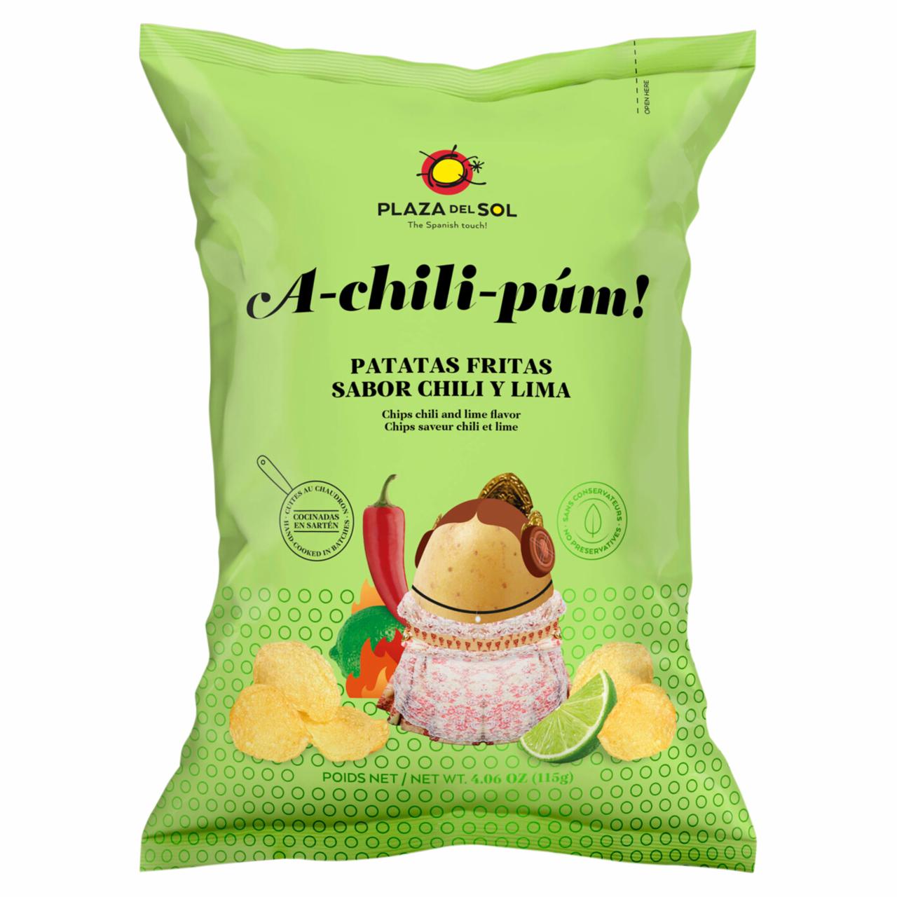 Zdjęcia - Plaza Del Sol Chipsy ziemniaczane o smaku chili i limonki 115 g