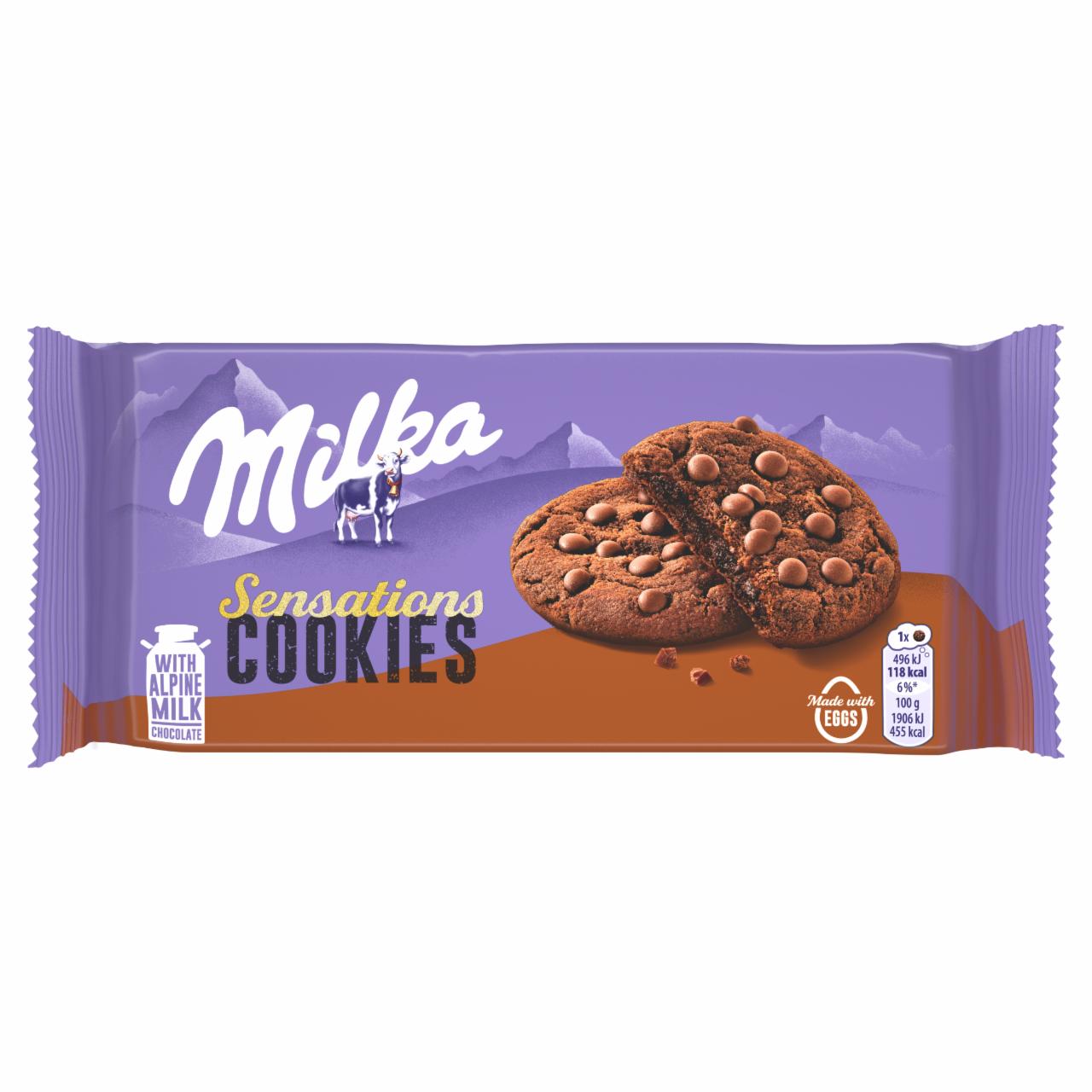 Zdjęcia - Milka Sensations Cookies Ciastka kakaowe z miękkim środkiem i kawałkami czekolady mlecznej 156 g