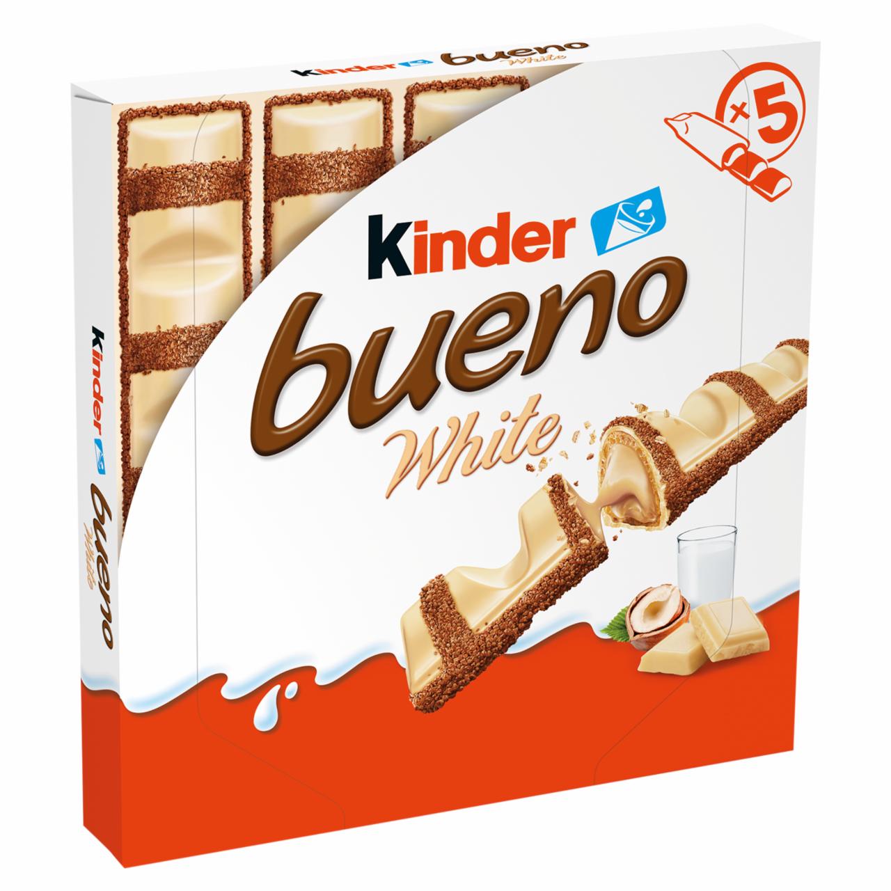 Zdjęcia - Kinder Bueno White Wafel pokryty białą czekoladą wypełniony nadzieniem 97,5 g (5 sztuk)