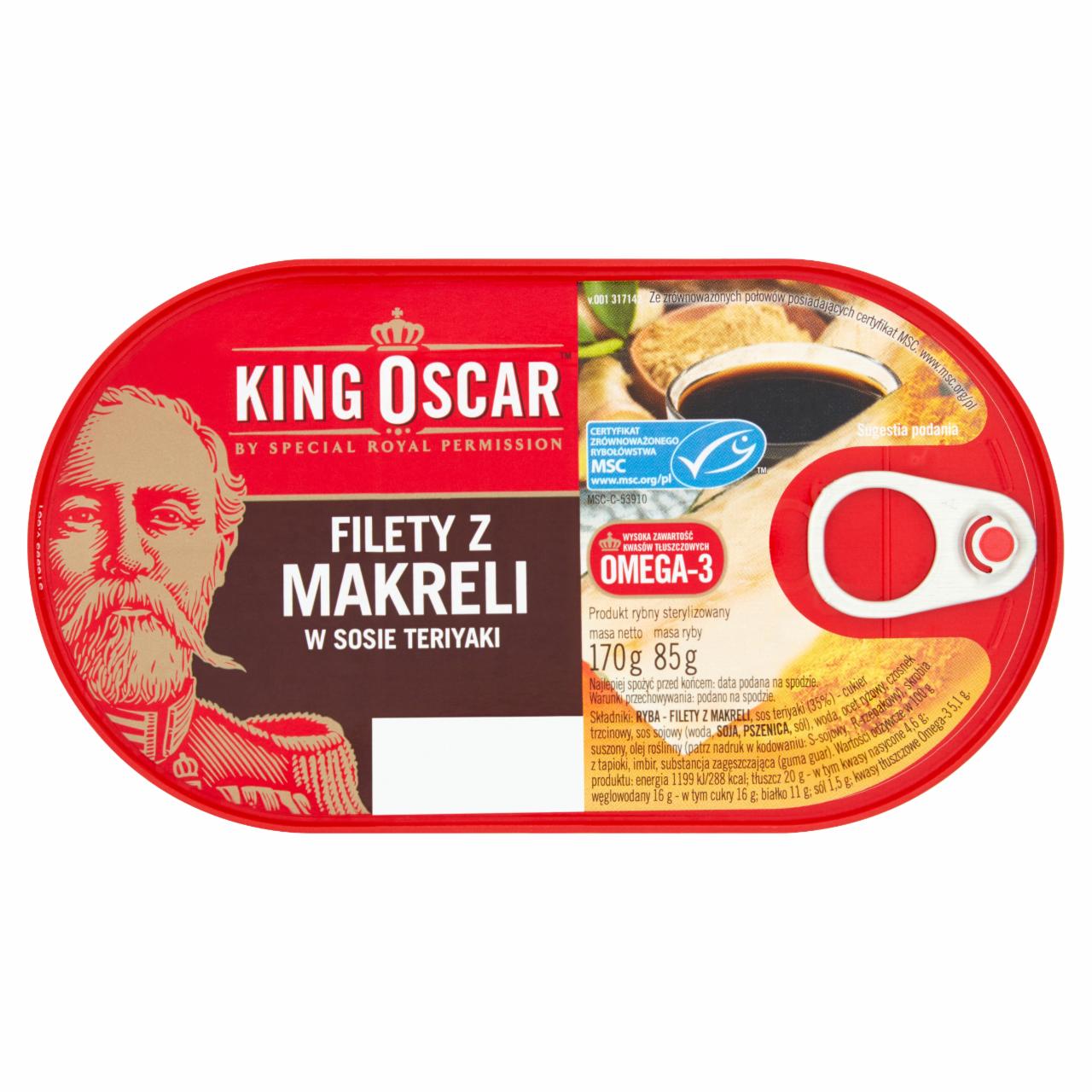 Zdjęcia - King Oscar Filety z makreli w sosie teriyaki 170 g