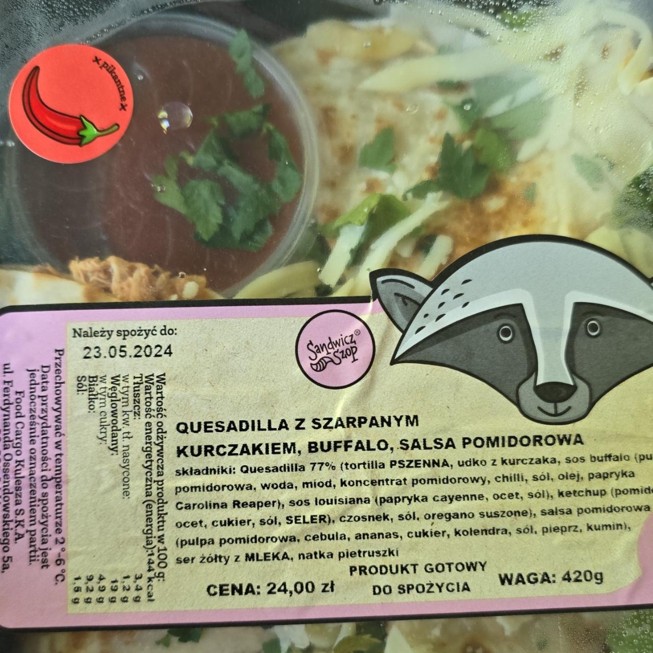 Zdjęcia - Quesadilla z szarpanym kurczakiem buffalo salsa pomidorowa Sandwicz Szop