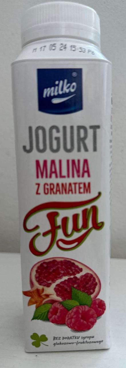 Zdjęcia - Milko Fun Jogurt malina z granatem 330 ml