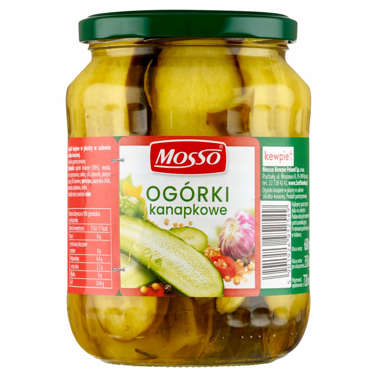 Zdjęcia - Mosso Ogórki kanapkowe 680 g