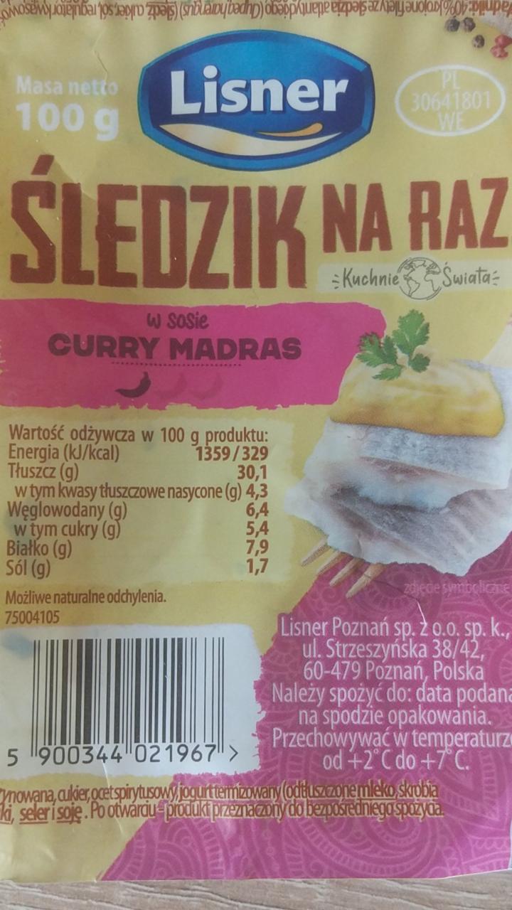 Zdjęcia - Lisner Śledzik na raz w sosie curry madras 100 g