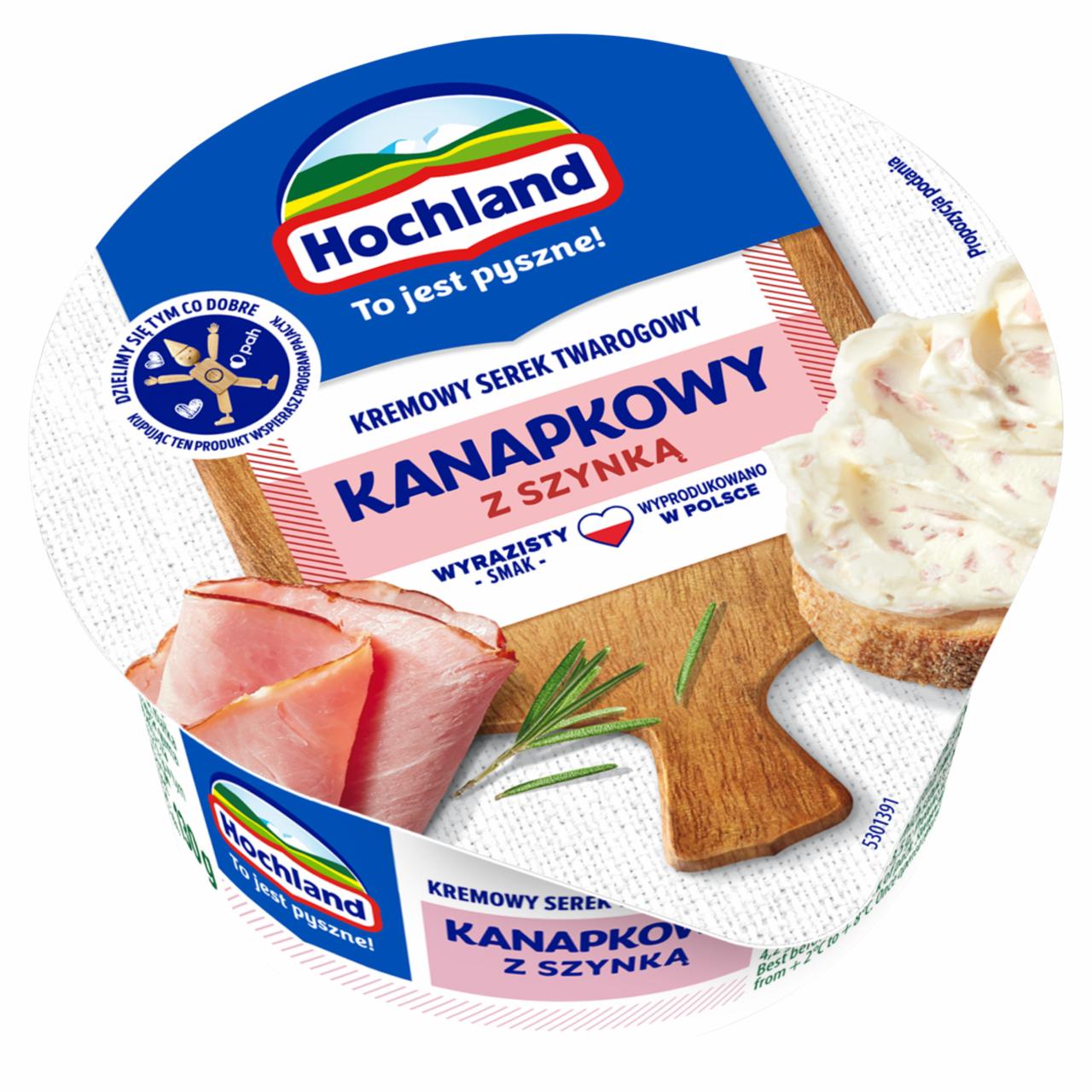 Zdjęcia - Hochland Kremowy serek twarogowy kanapkowy z szynką 130 g