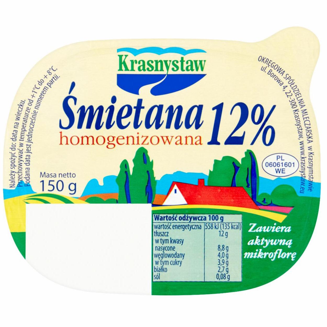 Zdjęcia - Krasnystaw Śmietana 12 % homogenizowana 150 g