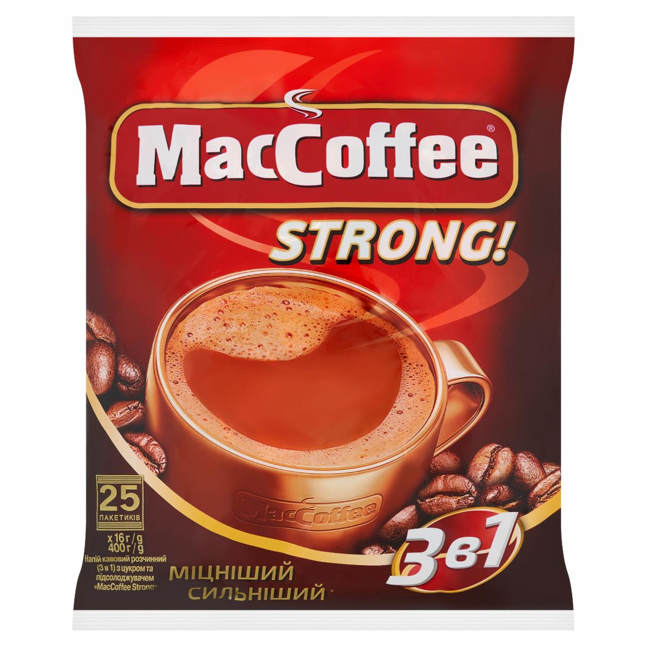 Zdjęcia - MacCoffee Strong! Napój kawowy rozpuszczalny 3 w 1 400 g (25 x 16 g)