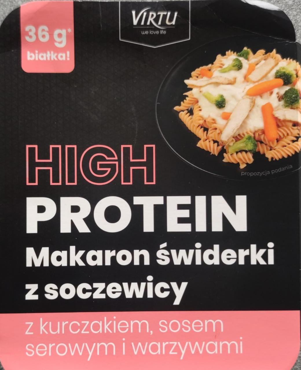 Zdjęcia - High protein makaron świderki z soczewicy z kurczakiem sosem serowym i warzywami Virtu