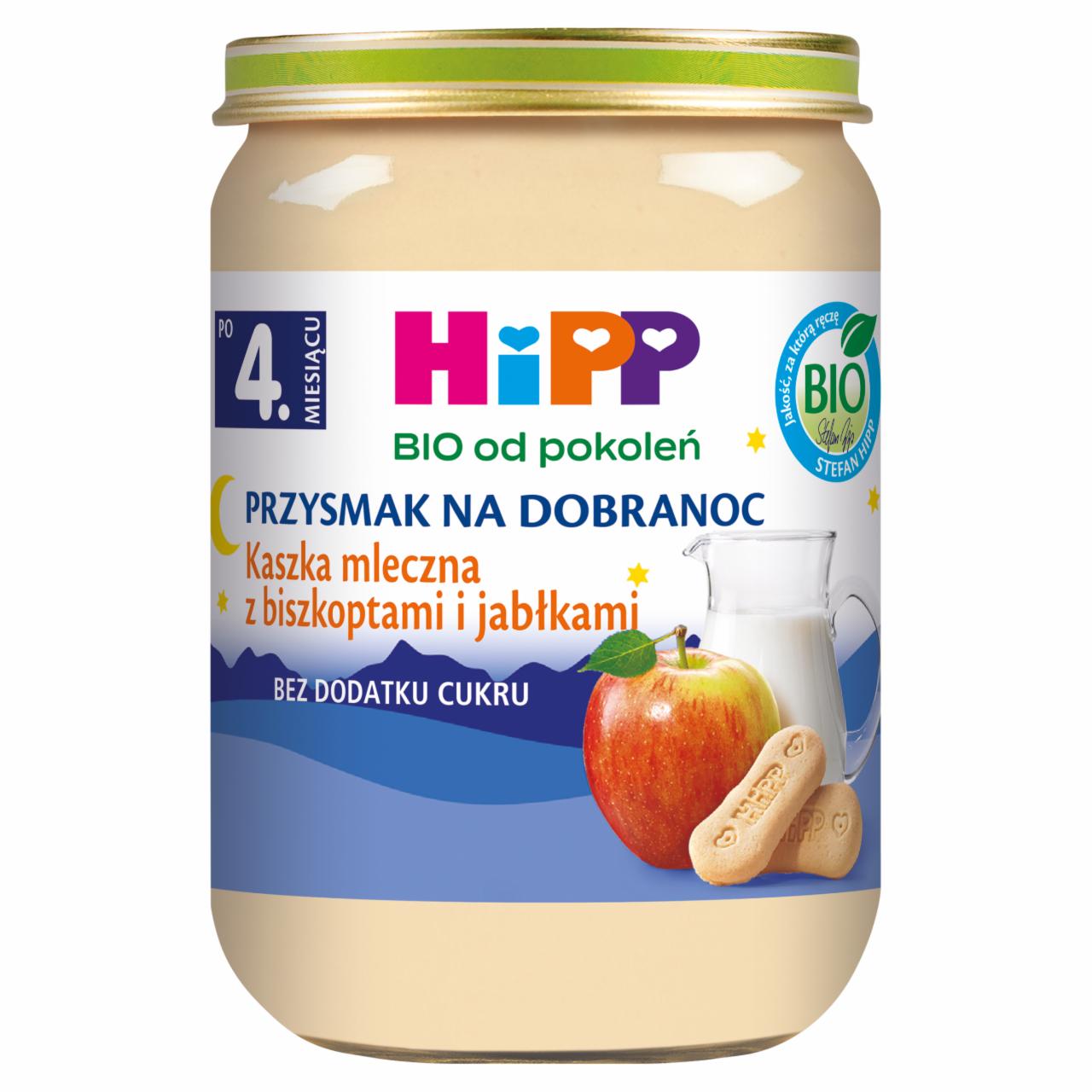 Zdjęcia - HiPP BIO Przysmak na Dobranoc Kaszka mleczna z biszkoptami i jabłkami po 4. miesiącu 190 g