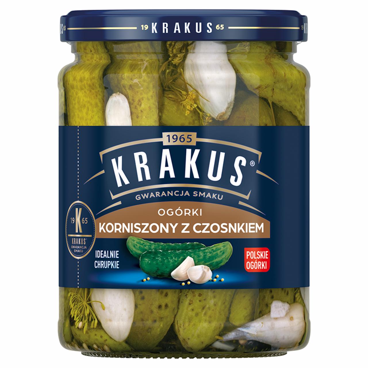 Zdjęcia - Krakus Ogórki korniszony z czosnkiem 500 g