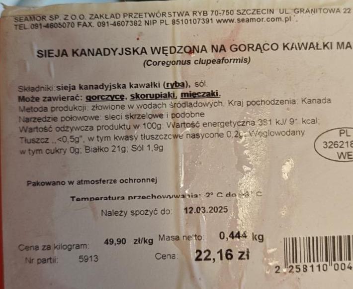 Zdjęcia - Sieja kanadyjska wędzona na gorąco kawałki Seamor