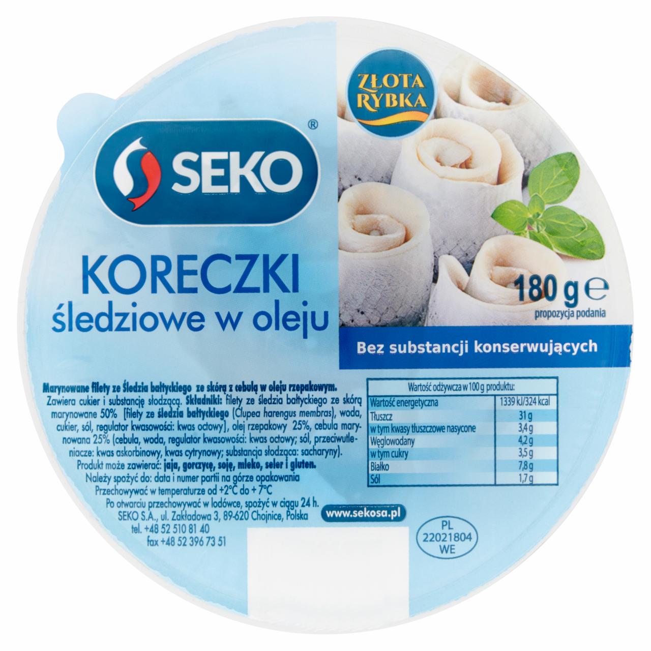 Zdjęcia - Seko Złota Rybka Koreczki śledziowe w oleju 180 g