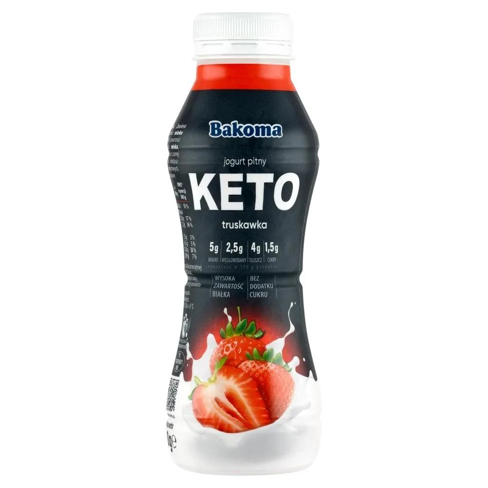 Zdjęcia - Jogurt pitny keto truskawka Bakoma