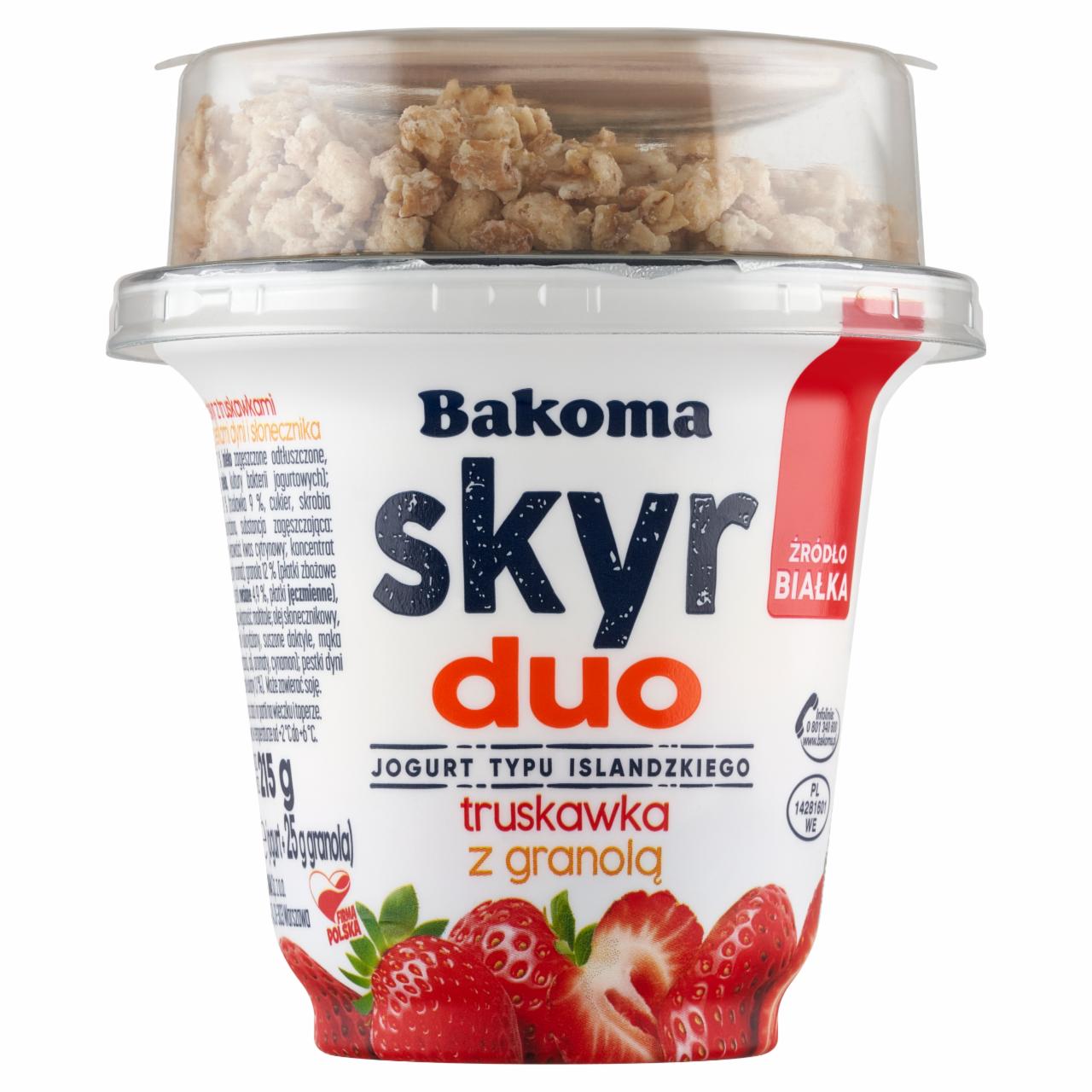 Zdjęcia - Bakoma Skyr Duo Jogurt typu islandzkiego truskawka z granolą 215 g