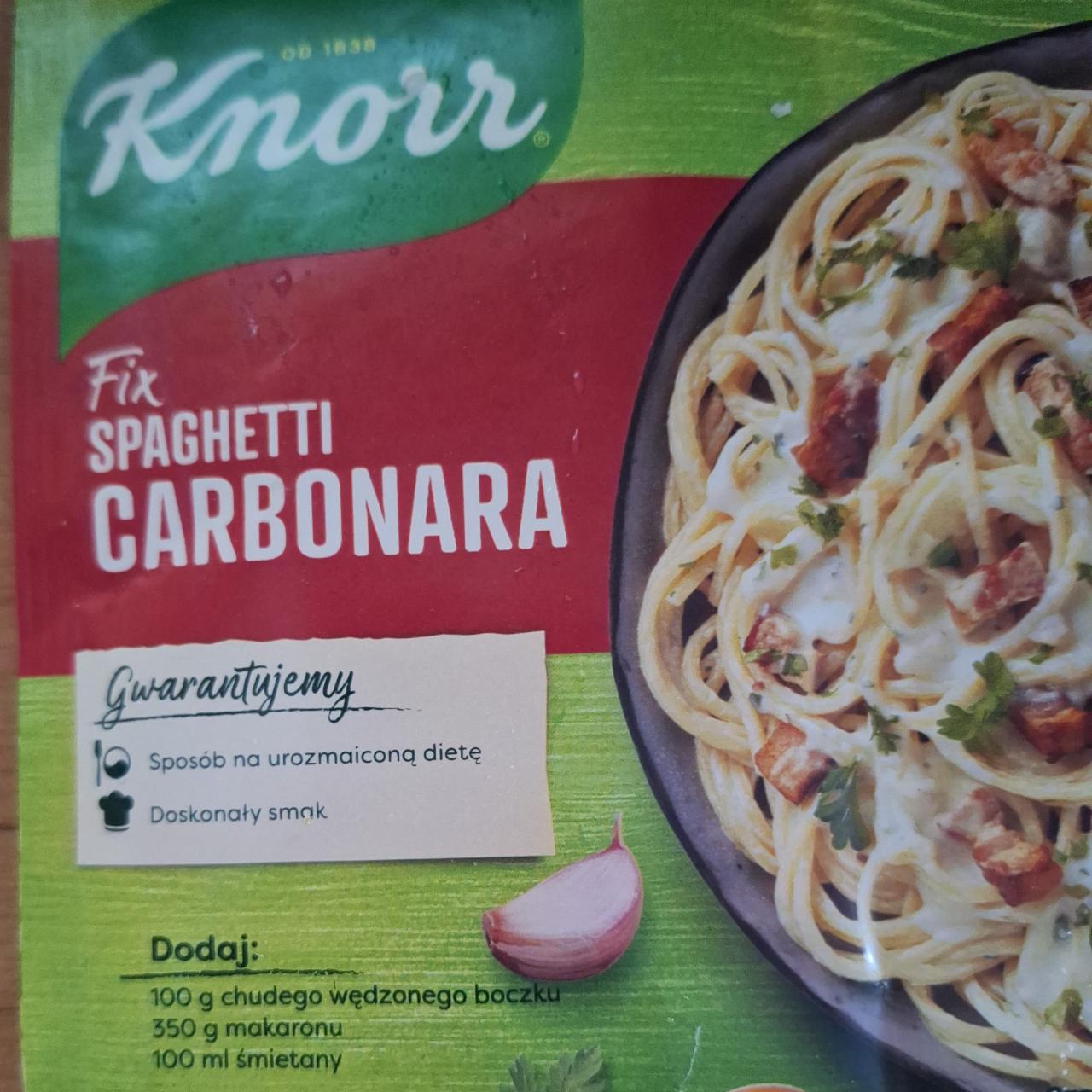 Zdjęcia - Knorr Fix spaghetti carbonara 38 g