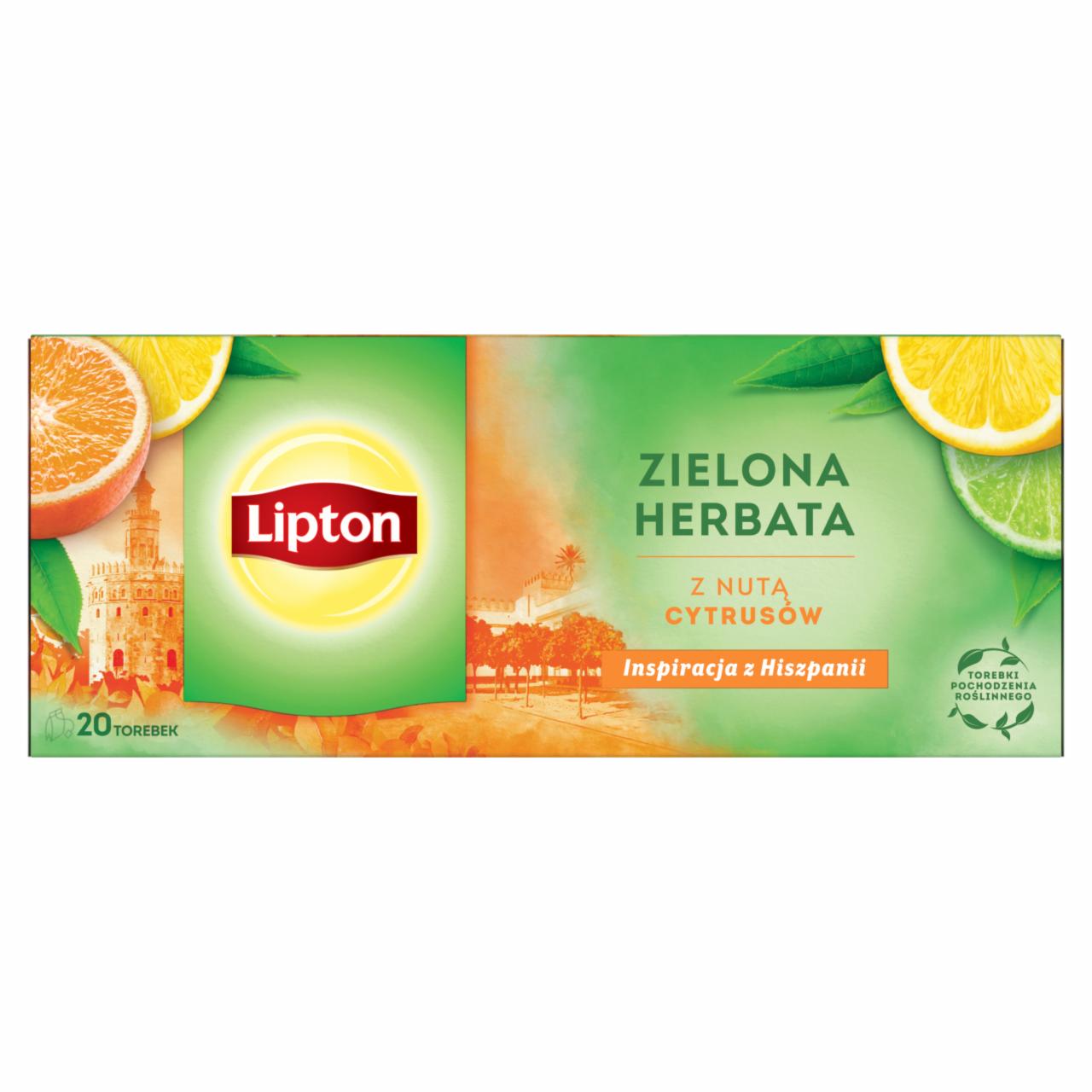 Zdjęcia - Lipton Zielona herbata z nutą cytrusów 26 g (20 torebek)