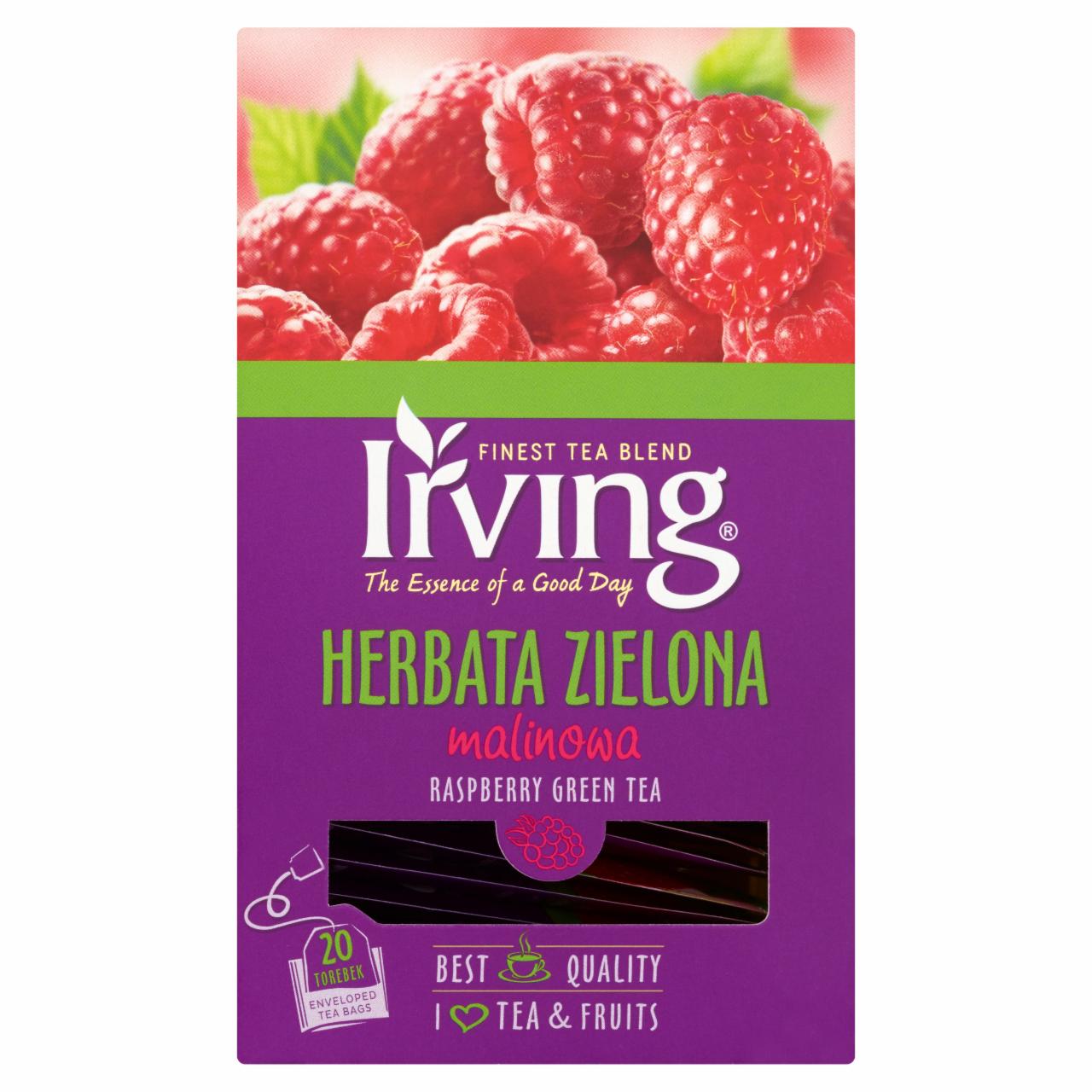 Zdjęcia - Irving Herbata zielona malinowa 30 g (20 torebek)