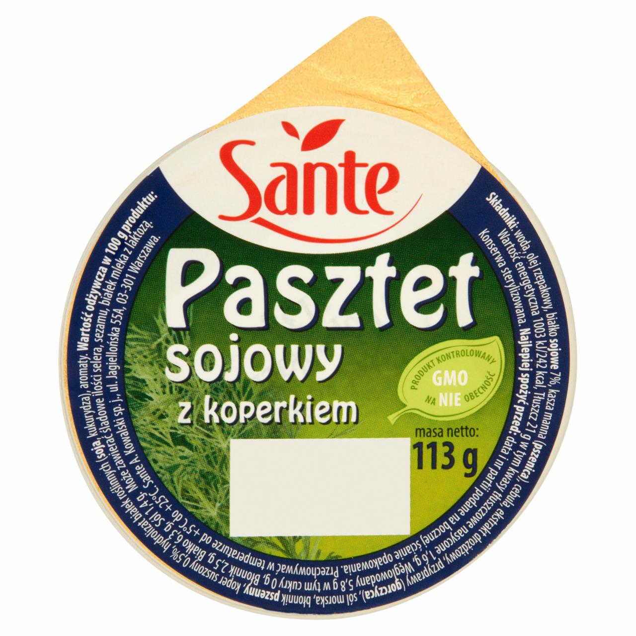 Zdjęcia - Sante Pasztet z koperkiem sojowy 113 g