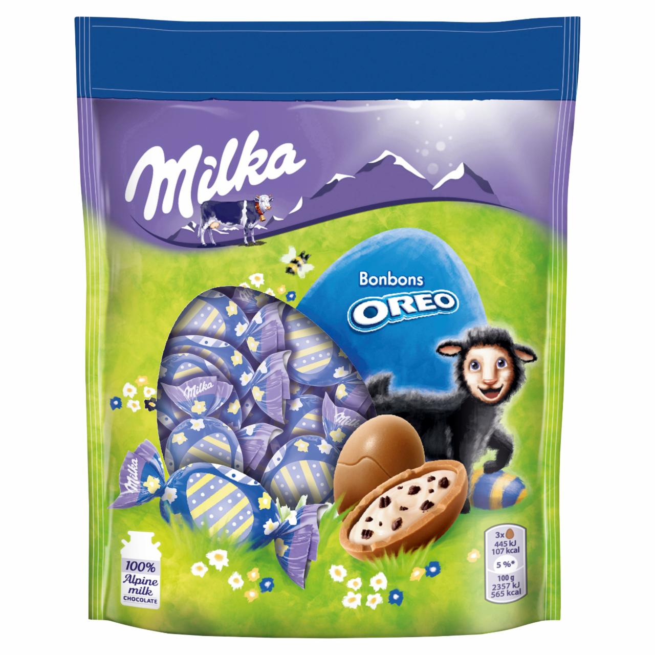 Zdjęcia - Milka Czekolada mleczna z nadzieniem mlecznym oraz pokruszone ciastka 86 g