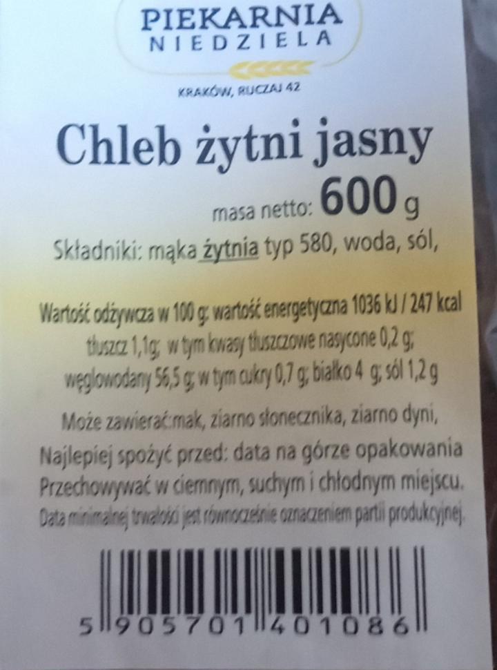 Zdjęcia - Chleb żytni jasny Piekarnia Niedziela