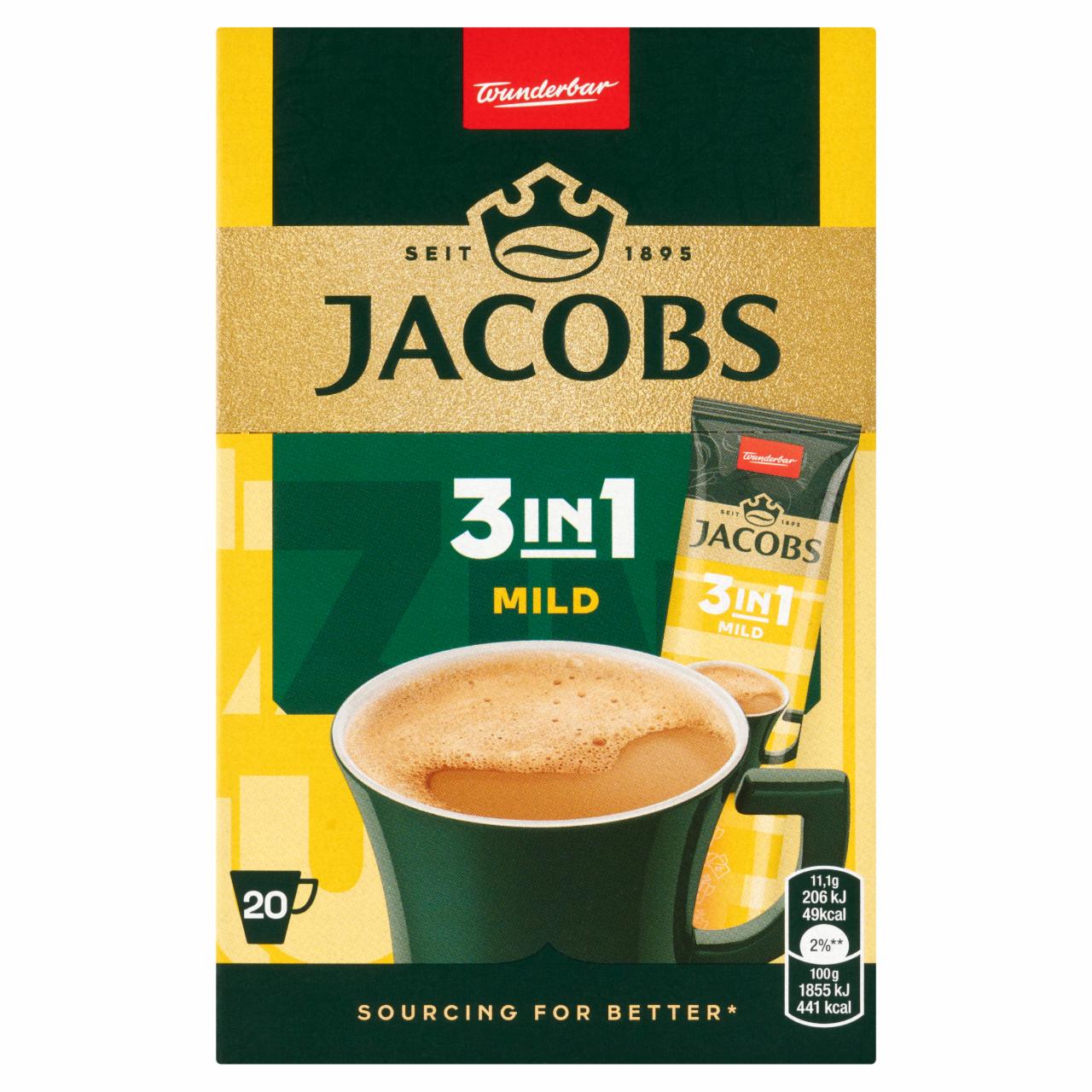 Zdjęcia - Jacobs 3in1 Mild Rozpuszczalny napój kawowy 222 g (20 x 11,1 g)