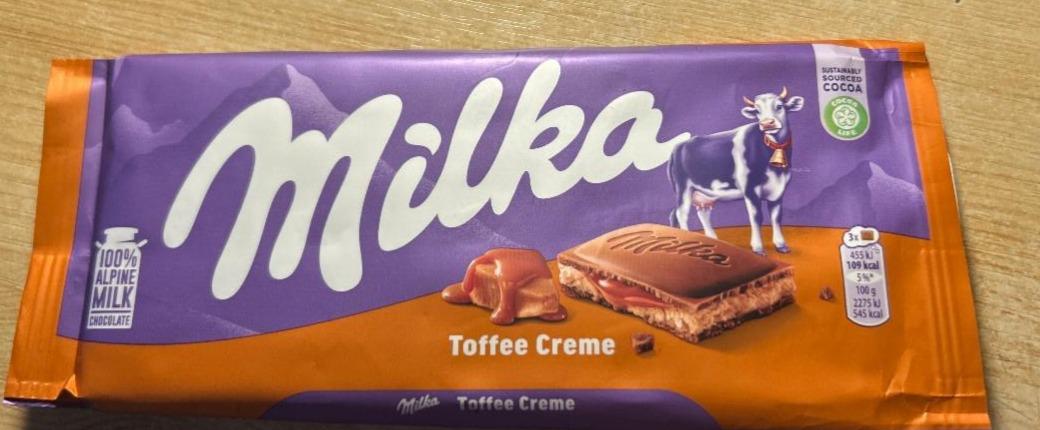 Czekolada Toffee Creme Milka - kalorie, kJ i wartości odżywcze ...