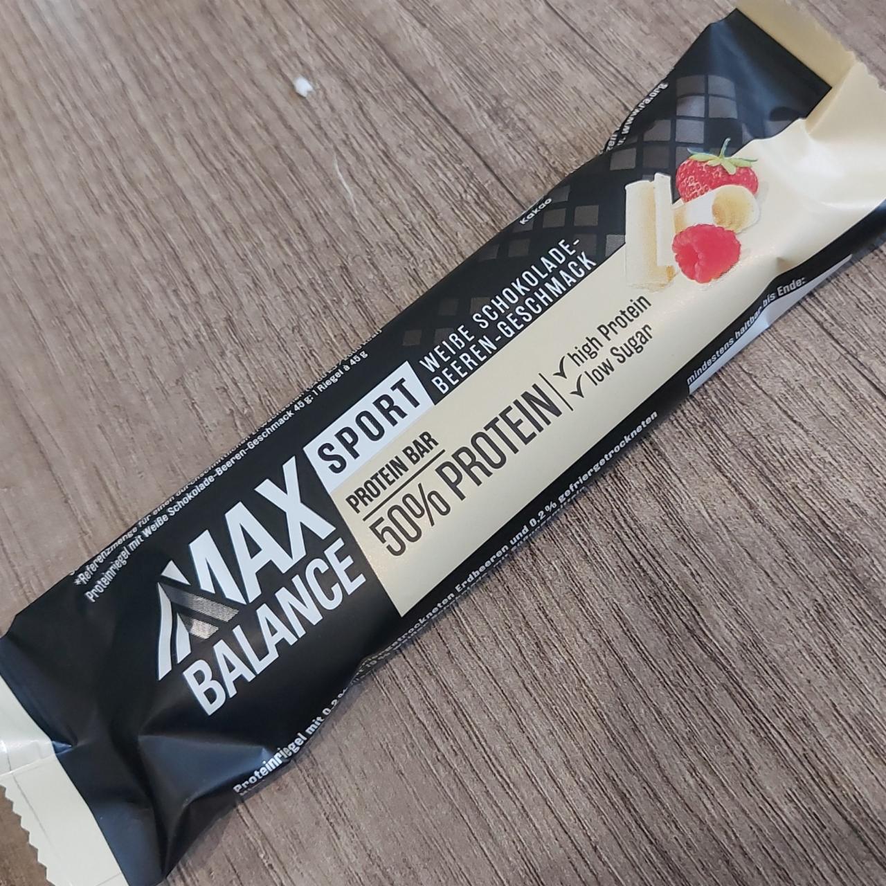 Zdjęcia - Sport protein bar 50% protein weiße schokolade beeren geschmack Max Balance