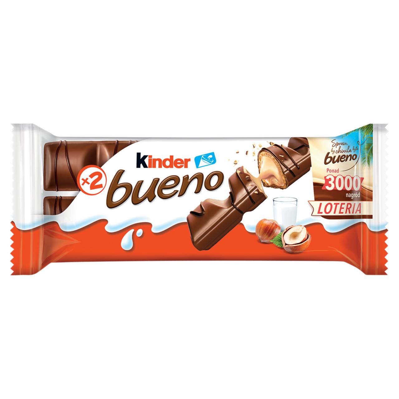 Zdjęcia - Kinder Bueno Wafel pokryty mleczną czekoladą wypełniony nadzieniem 43 g (2 sztuki)