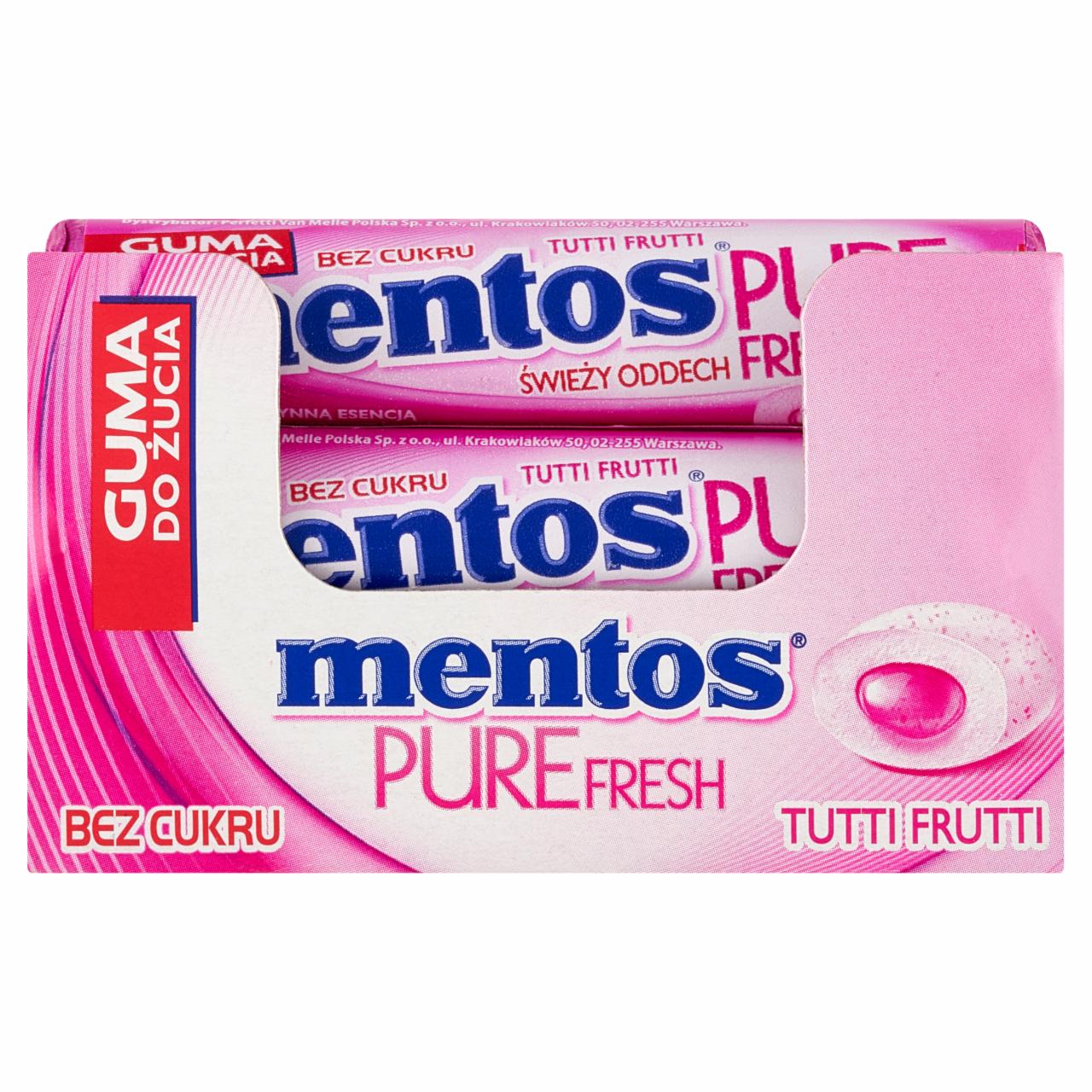 Zdjęcia - Mentos Pure Fresh Tutti Frutti Guma do żucia bez cukru 24 x 15,5 g