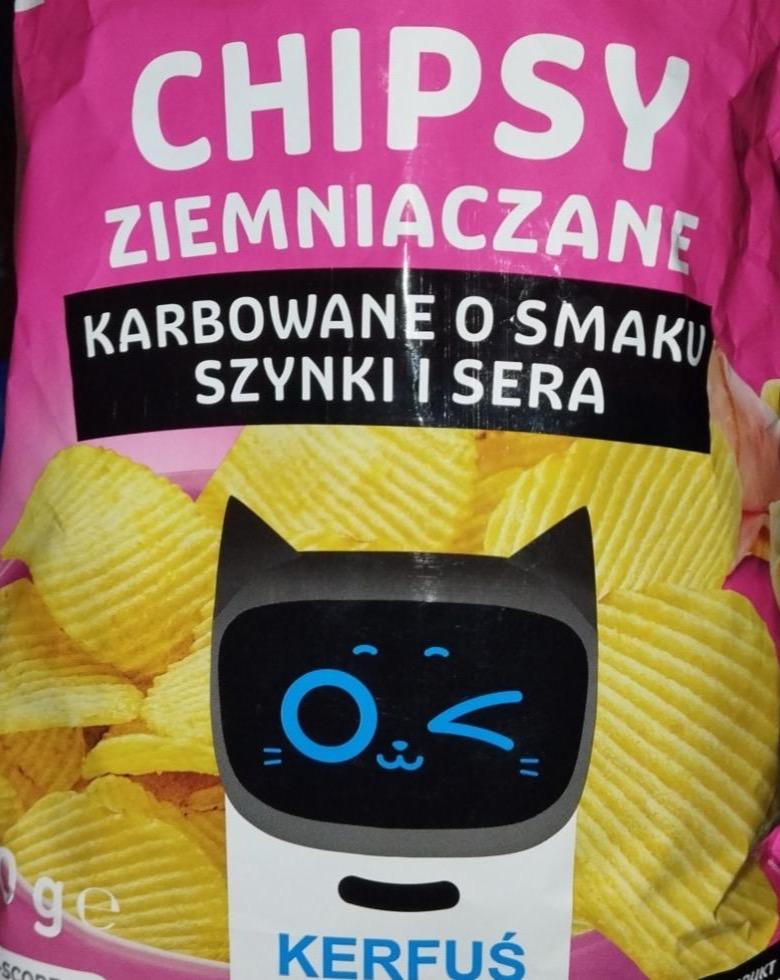 Zdjęcia - Chipsy ziemniaczane karbowane o smaku szynki i sera Carrefour Classic