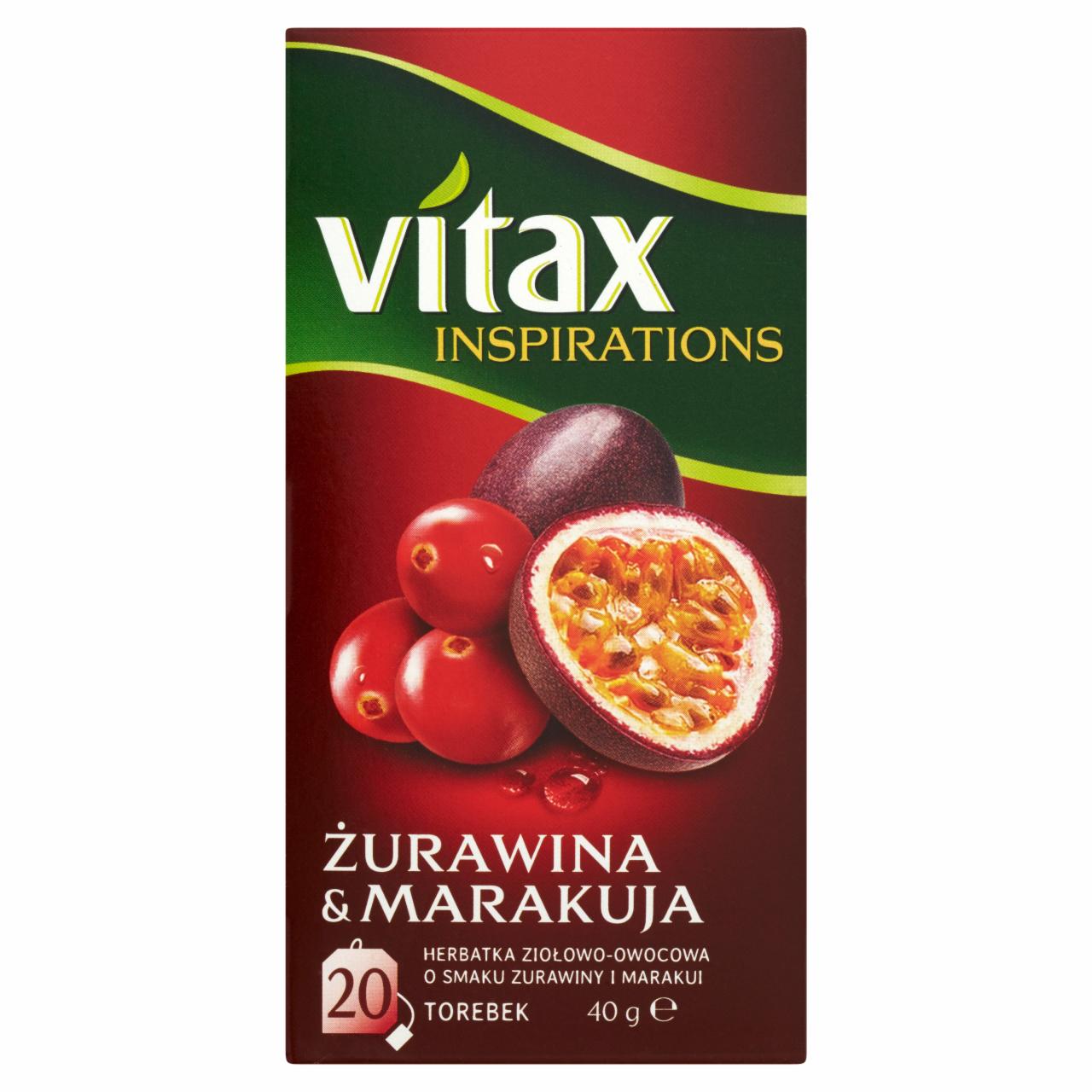 Zdjęcia - Vitax Inspirations Żurawina & Marakuja Herbatka ziołowo-owocowa 40 g (20 torebek)