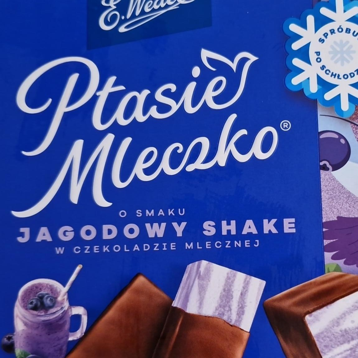 Zdjęcia - Ptasie mleczko jagodowy shake E.Wedel