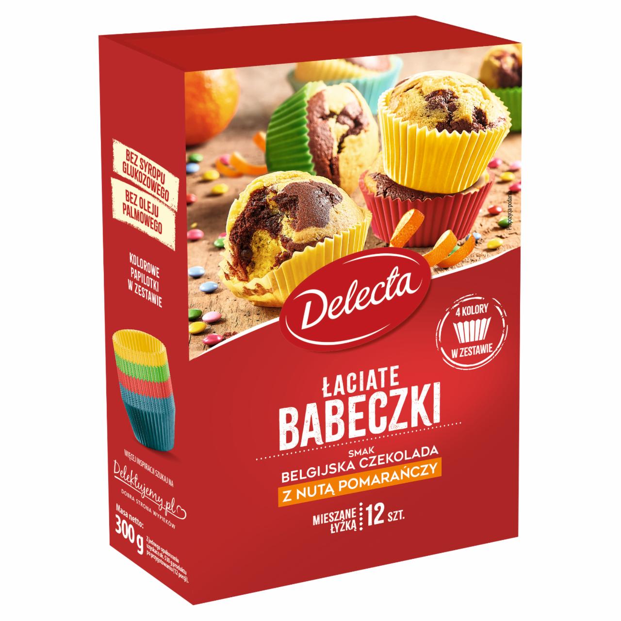 Zdjęcia - Delecta Łaciate babeczki smak czekolada z nutą pomarańczy mieszanka do wypieku ciasta 300 g