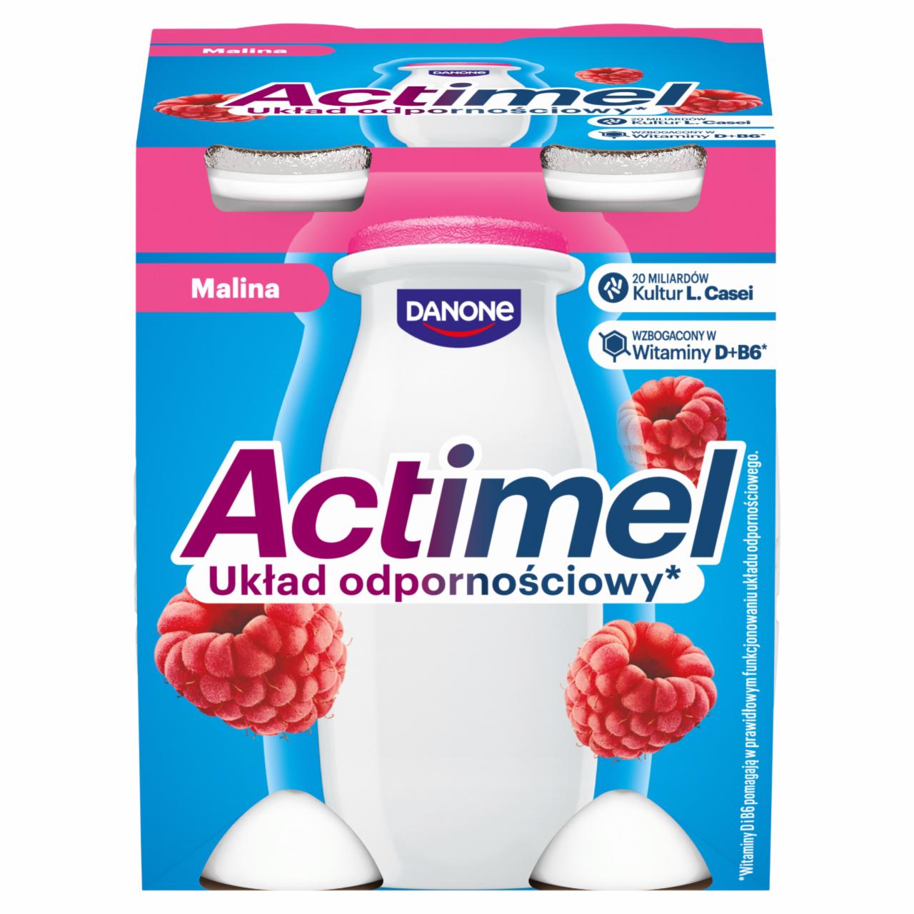 Zdjęcia - Actimel Napój jogurtowy o smaku malinowym 400 g (4 x 100 g)